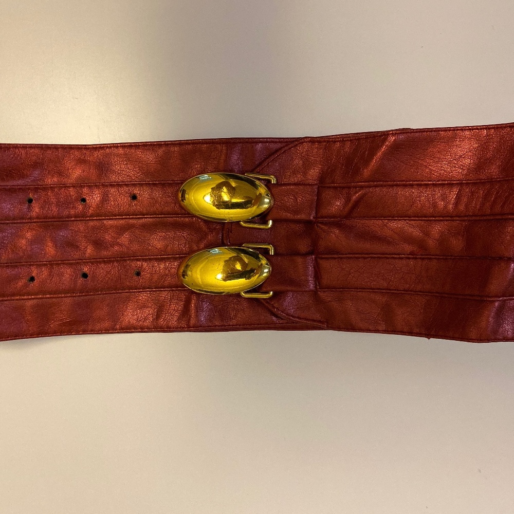 Metallic Wine-Colored Cumberbund-Style Belt